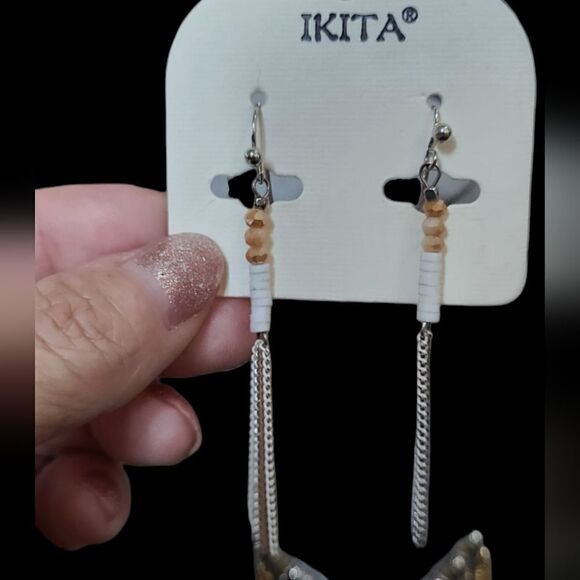 PARIS! Chains and Beads Necklace & Earring Set Rose Gold Silver Mother Of Pearl - Picture 6 of 10